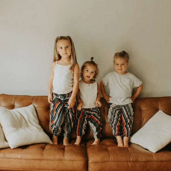 Kids Stripe Harem Pant Unisex Cotton Gypsy Travel Boho Loungewear Pants Green - Picture 2 of 5